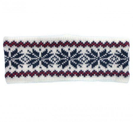 Pannebånd 50% ull med stjernebord og fleece-for, hvit
