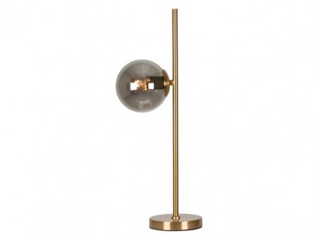 Bordlampe gull m/1 grå glasskule 62cm