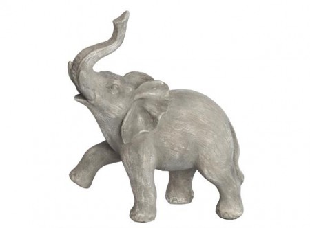 Elefantbaby grå polyresin 16x19cm