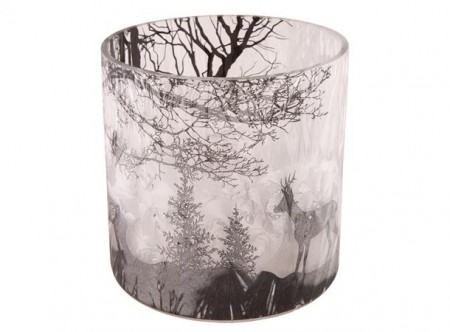 Lysglass Vinterskog sort 15x15cm